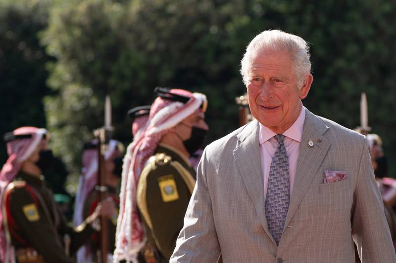 The Prince of Wales at the Al Husseiniya Palace in Amman. PA