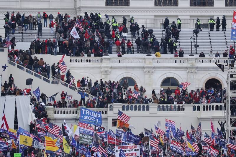 Pro-Trump protesters occupy the grounds of the West Front of the US Capitol on January 6, 2021. EPA