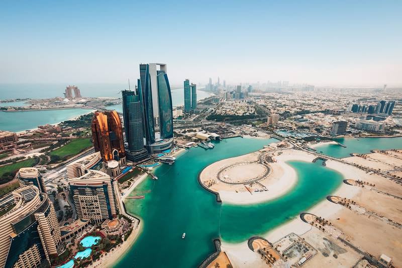 Aerial view of Abu Dhabi, UAE. Courtesy Department of Culture and Tourism – Abu Dhabi (DCT Abu Dhabi)