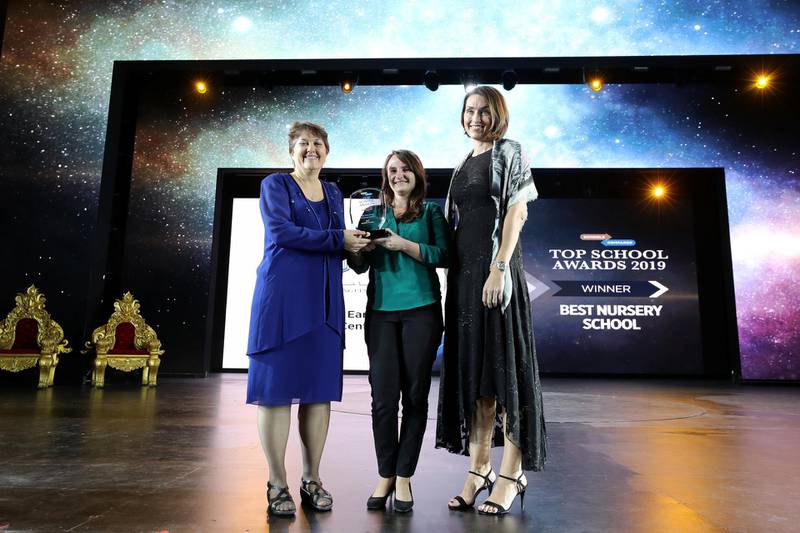 Dubai, United Arab Emirates - March 07, 2019: Aga Khan Early learning centre wins Best Nursery at the Top School Awards 2019 at the Rajmahal Theatre, Dubai. Thursday the 7th of March 2019 at Bollywood Parks, Dubai. Chris Whiteoak / The National
