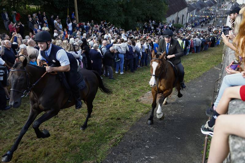 On Friday, riders at Langholm Common Riding made their way up the Kirk Wynd to Whita Yett and Castle Craigs in Langholm, Scotland. A common riding is an equestrian tradition that mainly takes place in the Scottish Borders. Getty Images