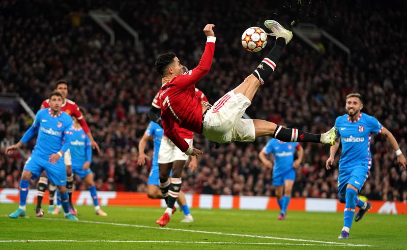 Ronaldo attempts an overhead kick. PA