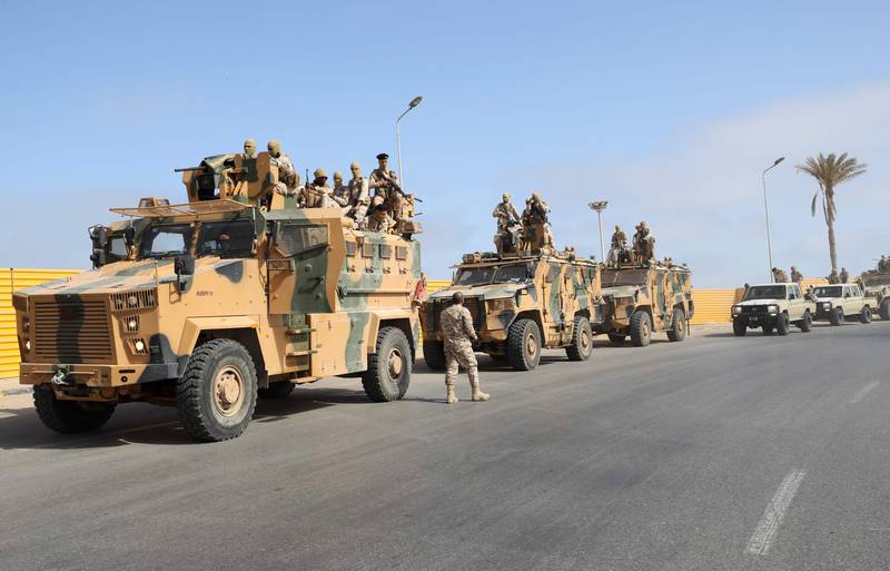 Forces loyal to Libya's Prime Minister Abdul Hamid Dbeibah in Tripoli in May, after forces of the rival Tobruk-based government withdrew following heavy fighting. AFP