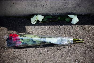Flowers laid by the scene of a fatal accident in Abu Dhabi, new statistics show the numbers of deaths caused by young drivers. Lee Hoagland/The National