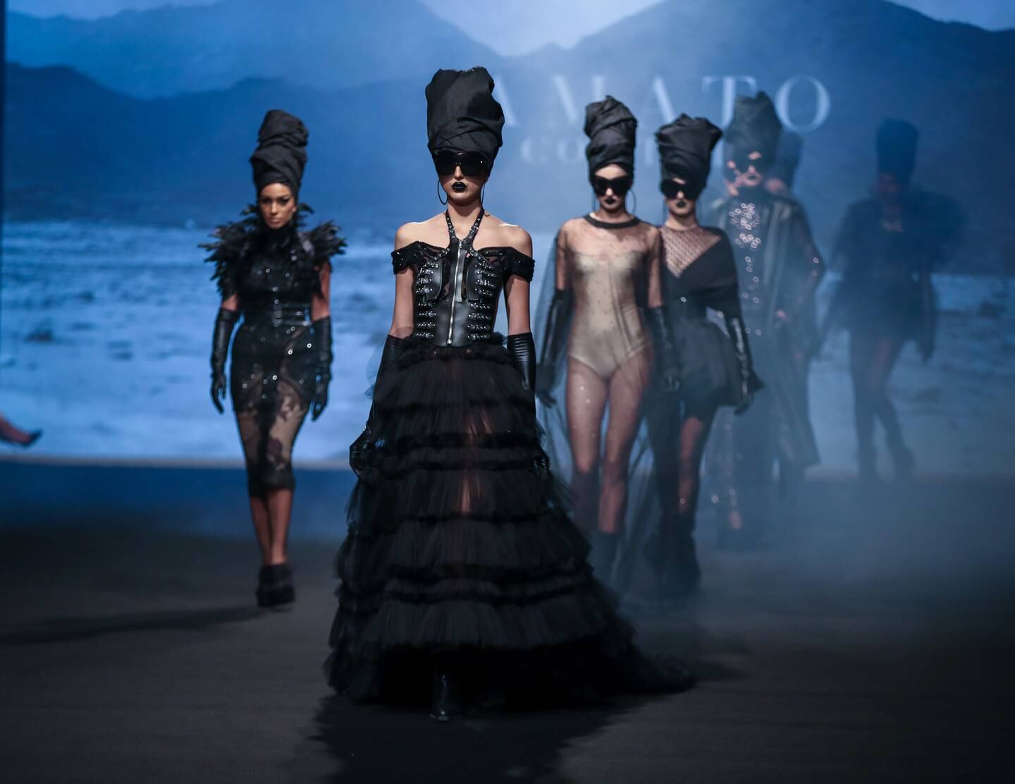 Amato by Furne One's Birds of Prey collection on show at Arab Fashion Week. Victor Besa / The National
