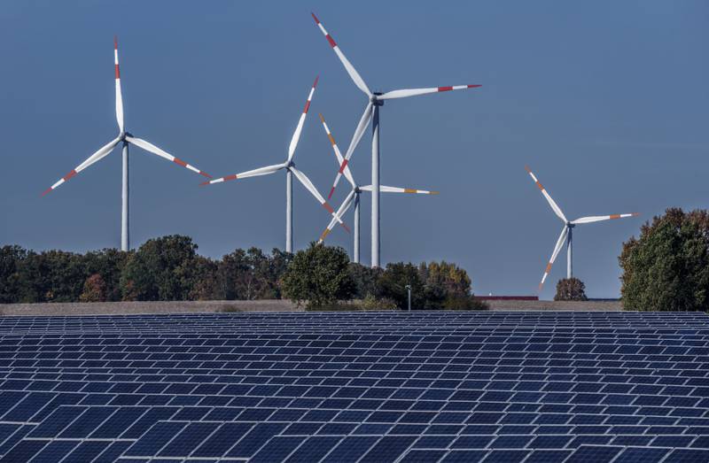 Analysts say wind and solar power would have to provide the bulk of the world's energy on a net-zero planet. AP 