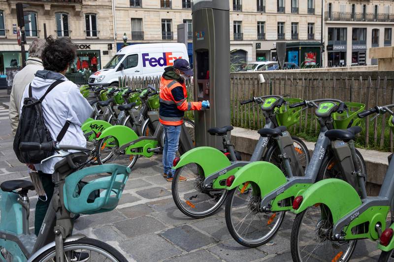 The Velib urban bike sharing is one way of getting people off traditional public transport. Bloomberg