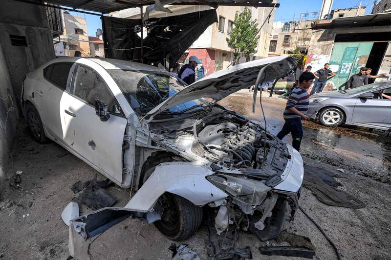 A vehicle destroyed during the operation at the Jenin camp. AFP