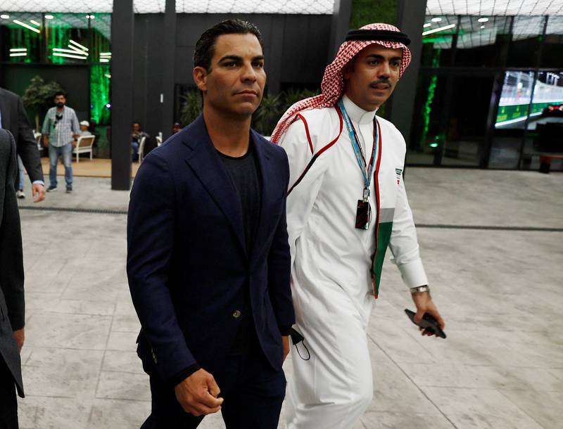 Miami Mayor Francis Suarez at the Saudi Arabia Grand Prix last year. Reuters 