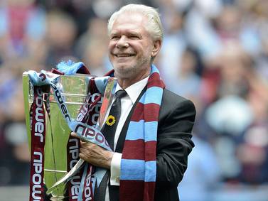 FILE - West Ham United co-owner David Gold holds the cup after the Championship play-off final, May 19, 2012.  Gold has died at the age of 86 following a short illness it was announced on Wednesday, Jan.  4, 2023.  Gold’s death was announced by the Premier League club.  Gold and David Sullivan became chairmen in 2010.  Gold played for West Ham’s junior team from age 13-16 then had a successful business career.  He was chairman of English team Birmingham before selling his shares in the club in 2009.  (Rebecca Naden / PA via AP, File)