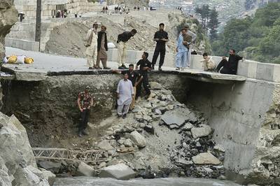 Roads across the country have been damaged by floodwaters, including a vital route in Kalam Valley, Khyber Pakhtunkhwa. AP