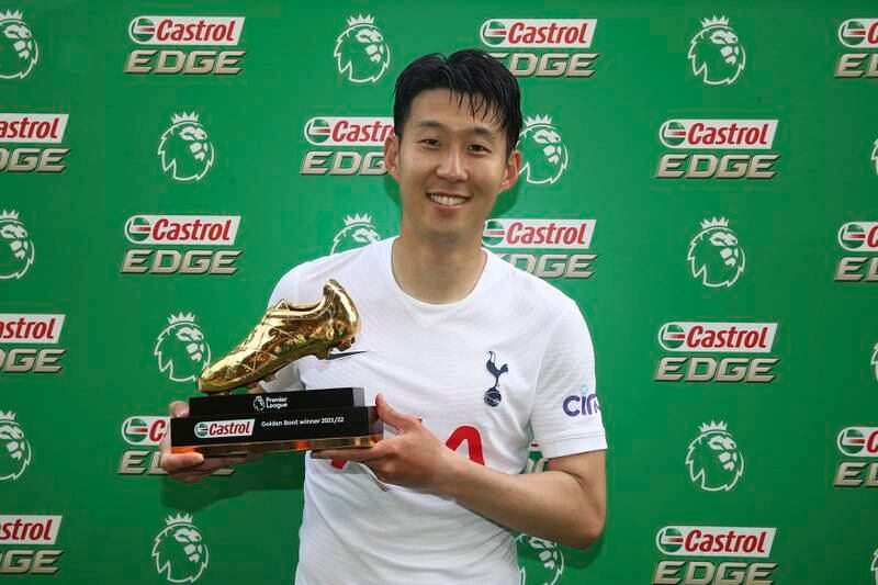Son Heung-min with the Premier League Golden boot award. AP