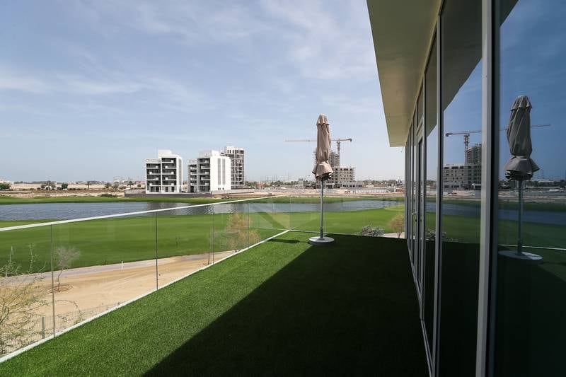 View from the balcony of one of the room at the ZOYA Health & Wellbeing Resort in Ajman. Pawan Singh / The National