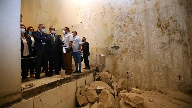 Prime Minister Mustafa Al Kadhimi tours Mosul Museum during a visit to the city six years after ISIS captured it. Iraqi PM Media Office HO