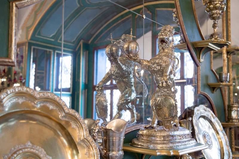 This photo shows parts of the collection at Silver Gilt Room, inside the Green Vault in Dresden. AP