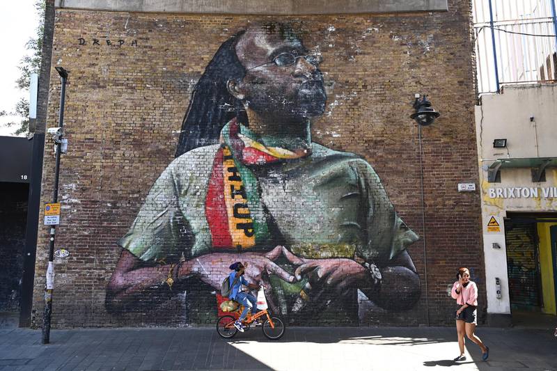 Artwork in Brixton in London, UK, 22 June. The day marks the third Windrush Day and is the 72nd anniversary of the SS Empire Windrush arriving at Tilbury Docks in Essex carrying the first Caribbean migrants bringing workers from Jamaica, Trinidad and Tobago and other islands, as a response to post-war labour shortages in the UK. Brixton was the first 'Windrush community' in 1948 and is still a vibrant centre for Caribbean culture. The Windrush Square stands in the centre of Brixton. Facundo Arrizabalaga / EPA