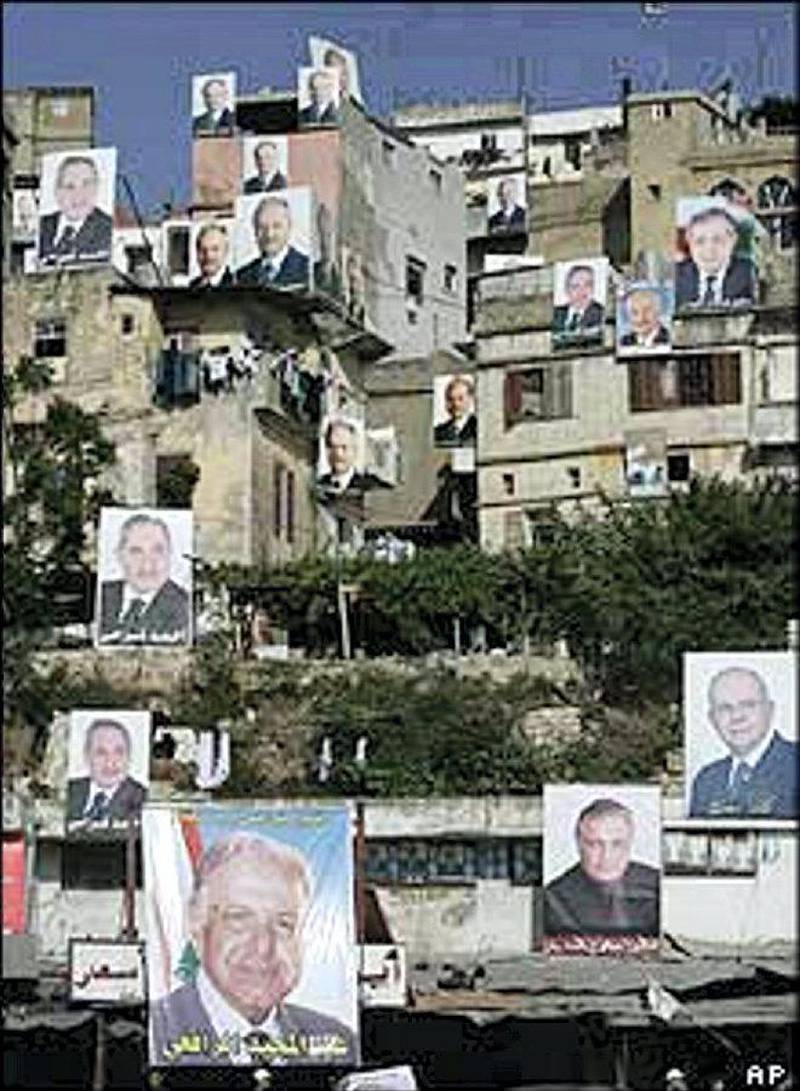 <p>Electioneering reaches epic proportions in and around Beirut, with posters plastered anywhere they can fit. India Stoughton</p>