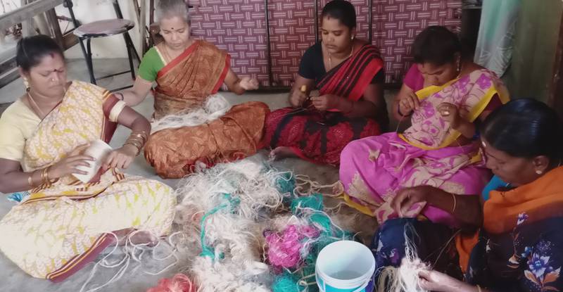 Sekar has a team of about 100 women, who earn their livelihood making natural yarns