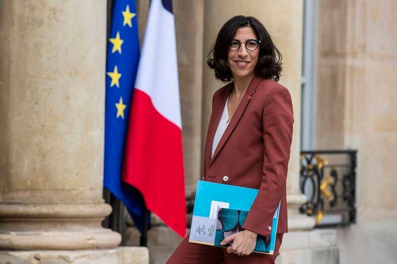 French Culture Minister Rima Abdul Malak at the Elysee Palace, in Paris. EPA