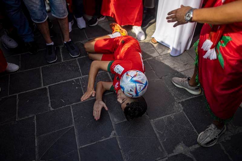 A Morocco fan shows off his ball skills. EPA