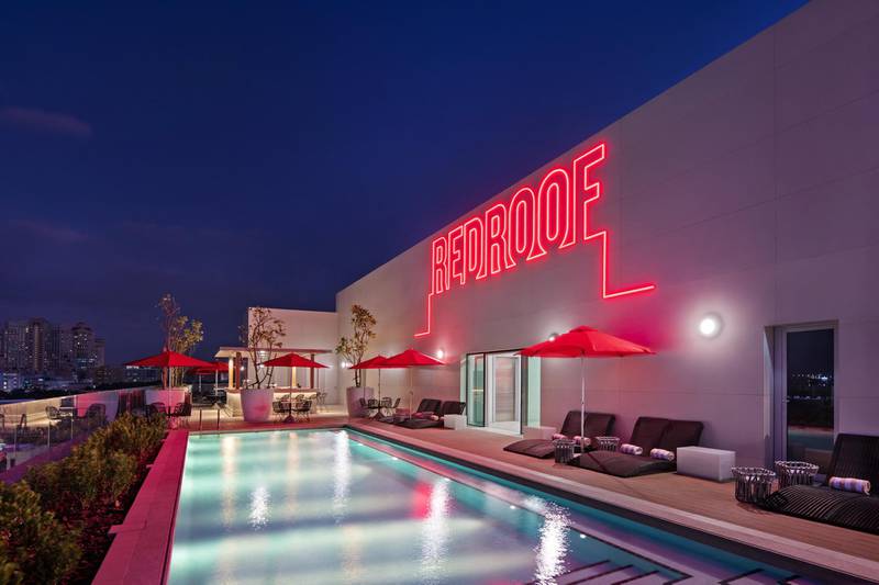 The Red Roof at the new Radisson Red Hotel Dubai Silicon Oasis. Courtesy Radisson / Alex Jeffries