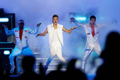 Dubai, May 4, 2013 - Canadian singer Justin Bieber performs for screaming fans at Sevens Stadium in Dubai, May 4, 2013.(Photo by: Sarah Dea/The National)

