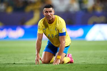 RIYADH, SAUDI ARABIA - AUGUST 18: Cristiano Ronaldo dos Santos Aveiro of Al Nassr FC looks a side during the Saudi Pro League football match between Al-Nassr and Al-Taawon at Al Awwal Park at King Saud University on August 18, 2023 in Riyadh, Saudi Arabia. (Photo by Adam Nurkiewicz / Getty Images)