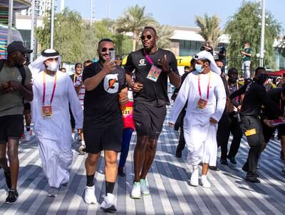 Olympian Usain Bolt at Expo 2020 Dubai, as part of a 1.45-kilometre family run to raise funds for charity. Victor Besa / The National