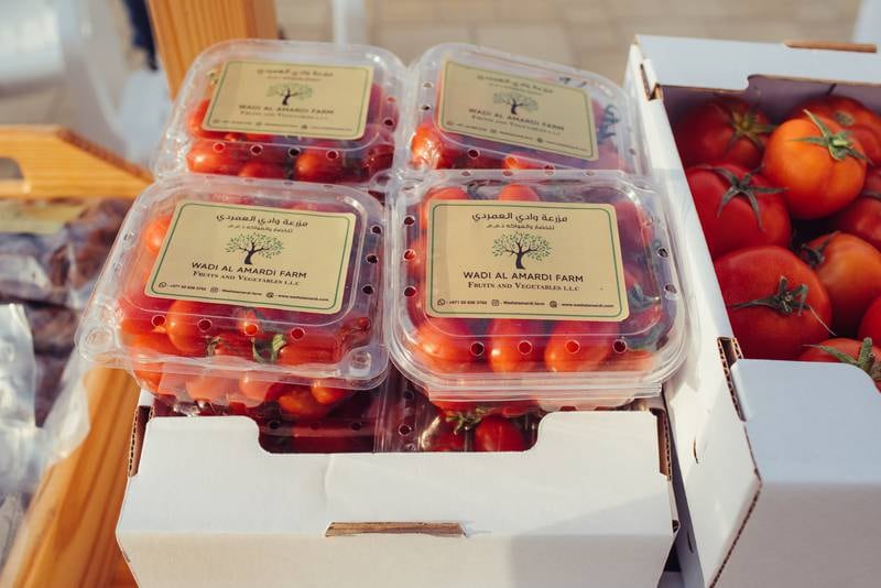 UAE-grown tomatoes and cherry tomatoes sold at the Farmers' Souq.