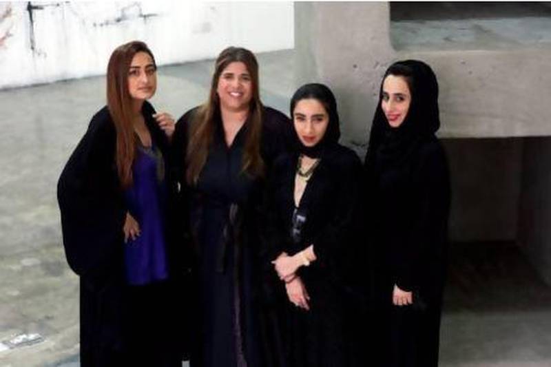 The women behind Time and Space Matter, from left: the curators Maisa Al Qassimi and Noor Al Suwaidi, and the artists Zeinab Al Hashemi and Shamma Al Amri. Razan Alzayani / The National