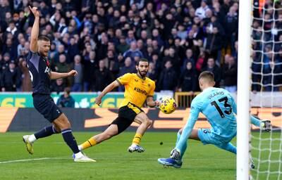 Wolverhampton Wanderers' Rayan Ait-Nouri has a shot on goal. PA 