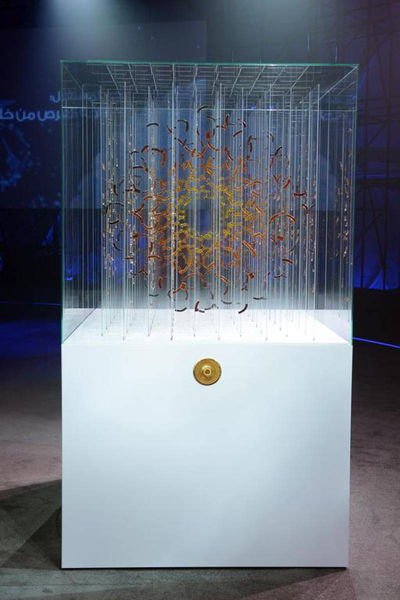 The artwork by Thomas Medicos was inspired by the Expo 2020 logo and is made of hand cut pieces of glass. Wam