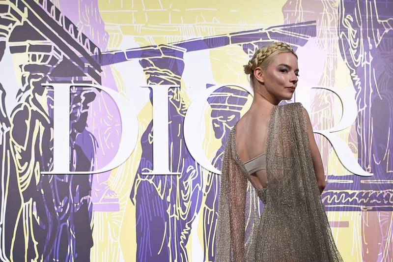 American-born Argentine-British actress and model Anya Taylor-Joy poses during the photocall before the 2022 Dior Croisiere (Cruise) fashion show, at the Panathenaic Stadium, in Athens, on June 17, 2021. / AFP / ARIS MESSINIS
