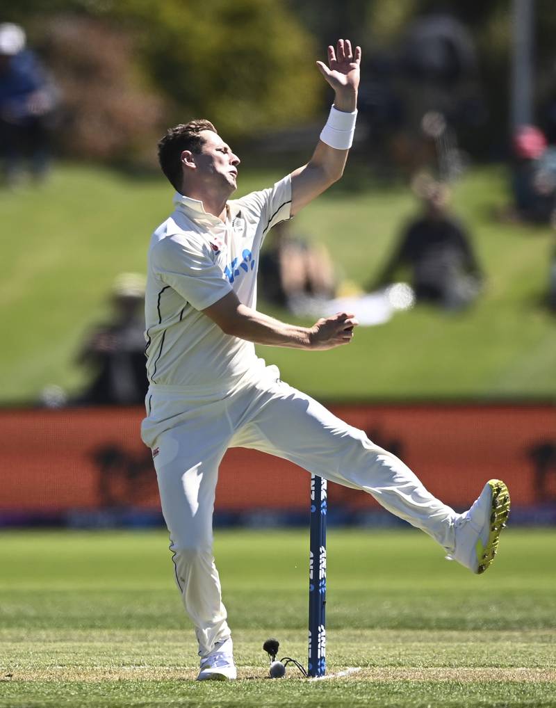 Matt Henry bowls during day one of the first Test against South Africa at the Hagely Oval. AP