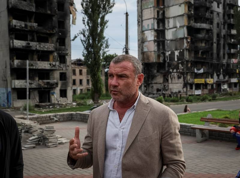Schreiber visits the town of Borodianka. Reuters