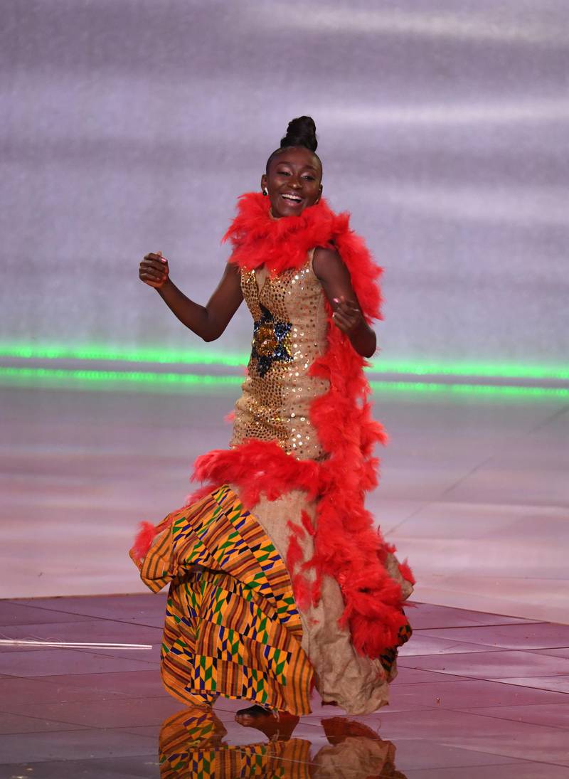 Miss Ghana Rebecca Kwabi performs during the Miss World 2019 final.  EPA
