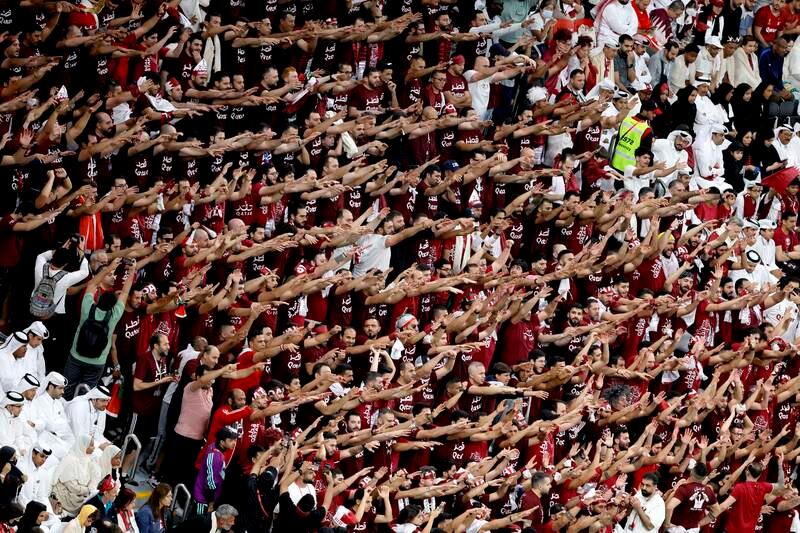 Supporters of Qatar cheer during the FIFA World Cup 2022 group A Opening Match between Qatar and Ecuador at Al Bayt Stadium in Al Khor, Qatar. EPA