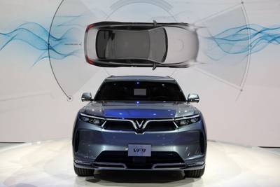 The VinFast VF 9 electric vehicle at the Consumer Electronics Show in Las Vegas. Getty Images / AFP

