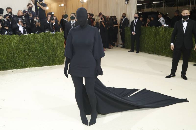 Kim Kardashian, wearing Balenciaga, attends the 2021 Met Gala. Reuters