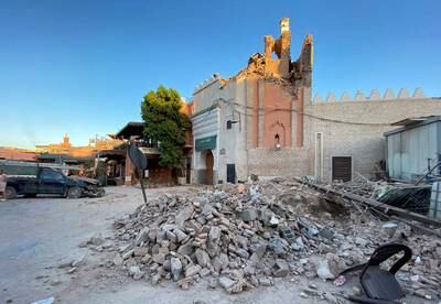 A view shows damage at an old mosque in the historic city of Marrakesh. Reuters