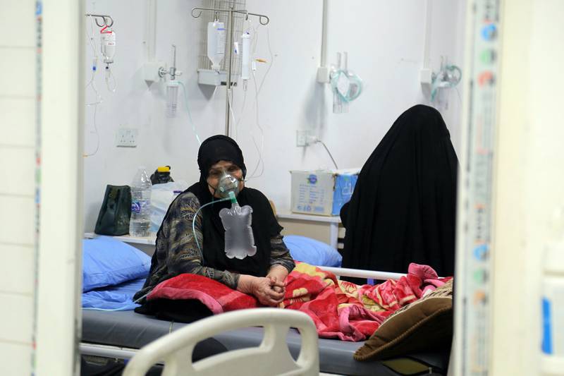 Coronavirus patients receive treatment at a hospital in Najaf, Iraq