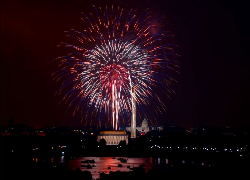 The National Mall, with Washington monuments and the US Capitol in the background, forms a beautiful and patriotic backdrop to America's Independence Day celebrations. Photo: Carol Highsmith
