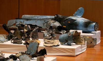 Remains of the missiles which Saudi government says were used to attack an Aramco oil facility, are displayed during a news conference in Riyadh, Saudi Arabia September 18, 2019. REUTERS/Hamad I Mohammed