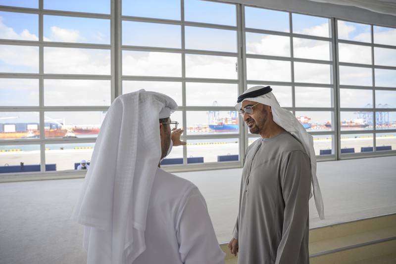 President Sheikh Mohamed said Khalifa Port's new South Quay is an important addition to the country’s port infrastructure. All photos: UAE Presidential Court