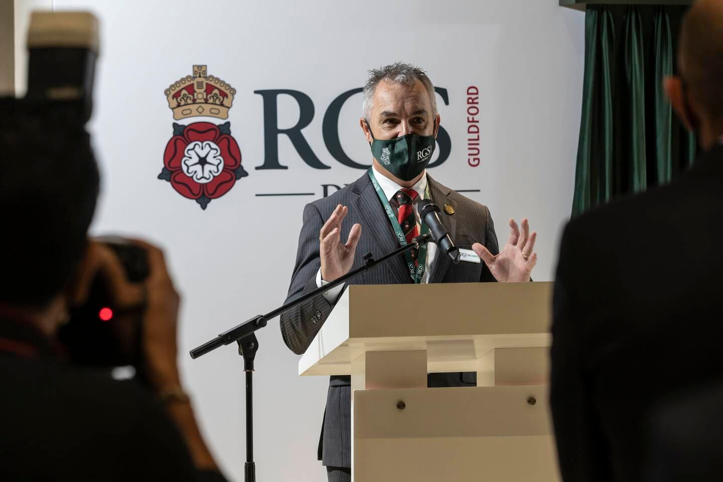 Craig Lamshed, founding principal of RGS Guildford Dubai, at the launch of the school. Antonie Robertson / The National
