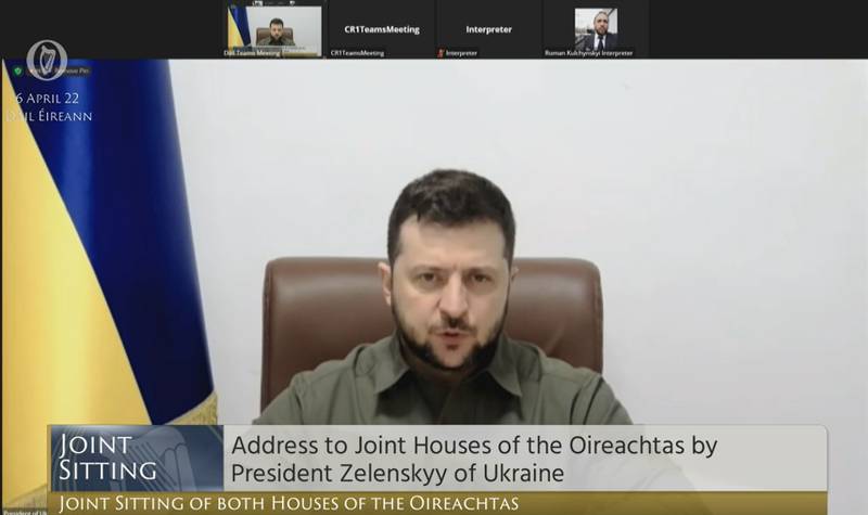 In a virtual address to the Joint Houses of the Oireachtas on Wednesday morning, Mr Zelenskyy said Russia had carried out missile strikes on a Ukrainian oil depot overnight. PA