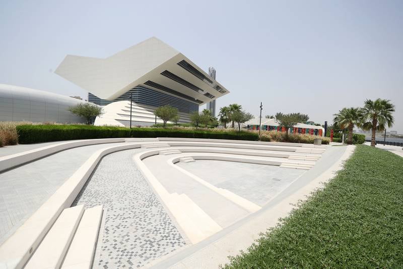 The library's exterior resembles an open book.