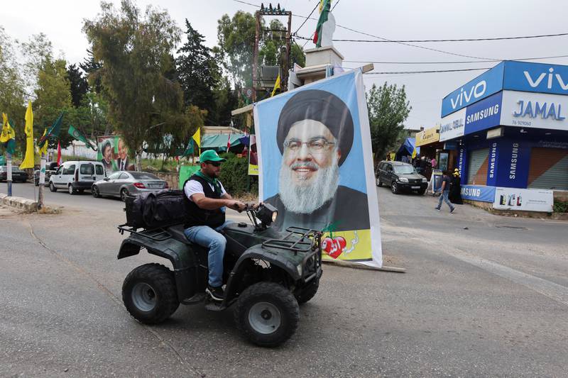 Supporters of Hezbollah leader Sayyed Hassan Nasrallah during the Lebanese parliamentary election in Houla. Aziz Taher
