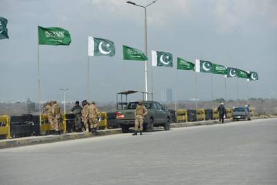 The Pakistan Army secure Islamabad ahead of the visit of Mohammad Bin Salman in Islamabad. EPA