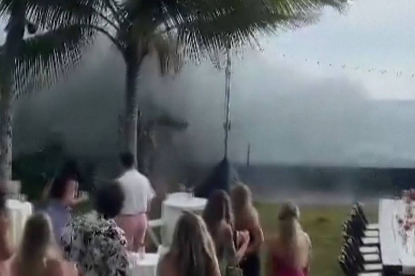 Massive waves crash on Hawaii wedding